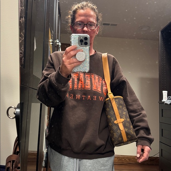 Designer Inspired Classic Monogram Shoulder Bag in Brown and Tan - Picture 16 of 16